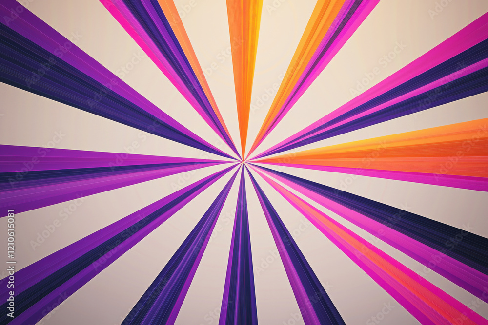 Poster vibrant abstract pattern with radiating gradient lines creating a symmetrical starburst effect on a 