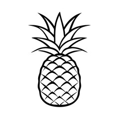 Black outline pineapple illustration on white background