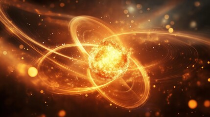 Fototapeta premium Bright starburst with swirling energy and glowing particles in space