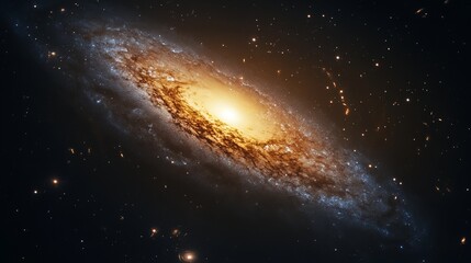 Fototapeta premium galaxy, low-angle, black solid background, intense cosmic scene, glowing nebula and stars, dramatic and striking.