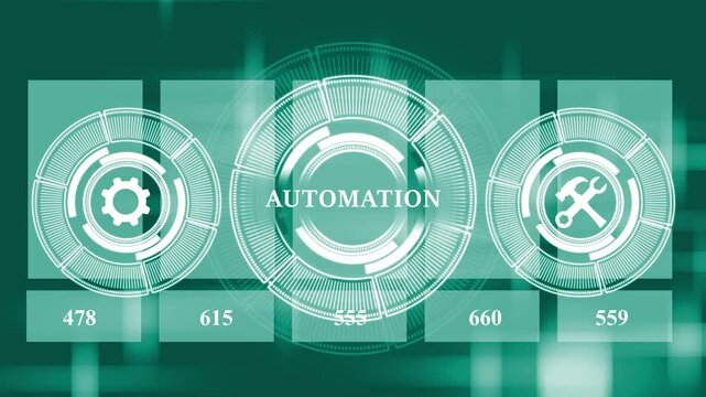 Automation text animation on technology background. Technology and network concept.