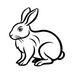 Fototapeta premium Rabbit in a sitting position on a plain white background