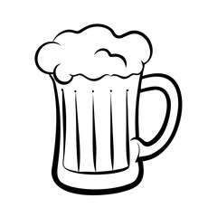 Beer mug with foam on white background