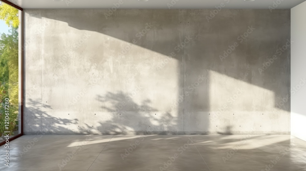 Poster sunlight dances through a modern space with minimalist design in the afternoon. generative ai