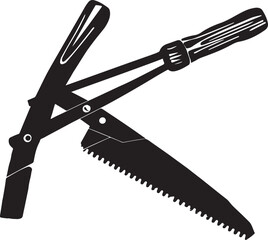 Pruning Saw Rustic Tool for Gardening, Silhouette vector art illustration