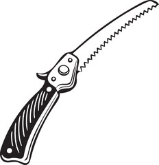 Pruning Saw Rustic Tool for Gardening, Silhouette vector art illustration