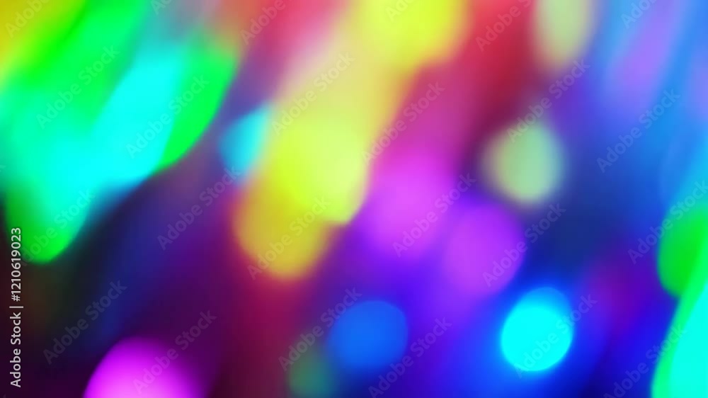 Poster vibrant glowing light trails and bokeh transition in colorful abstract motion