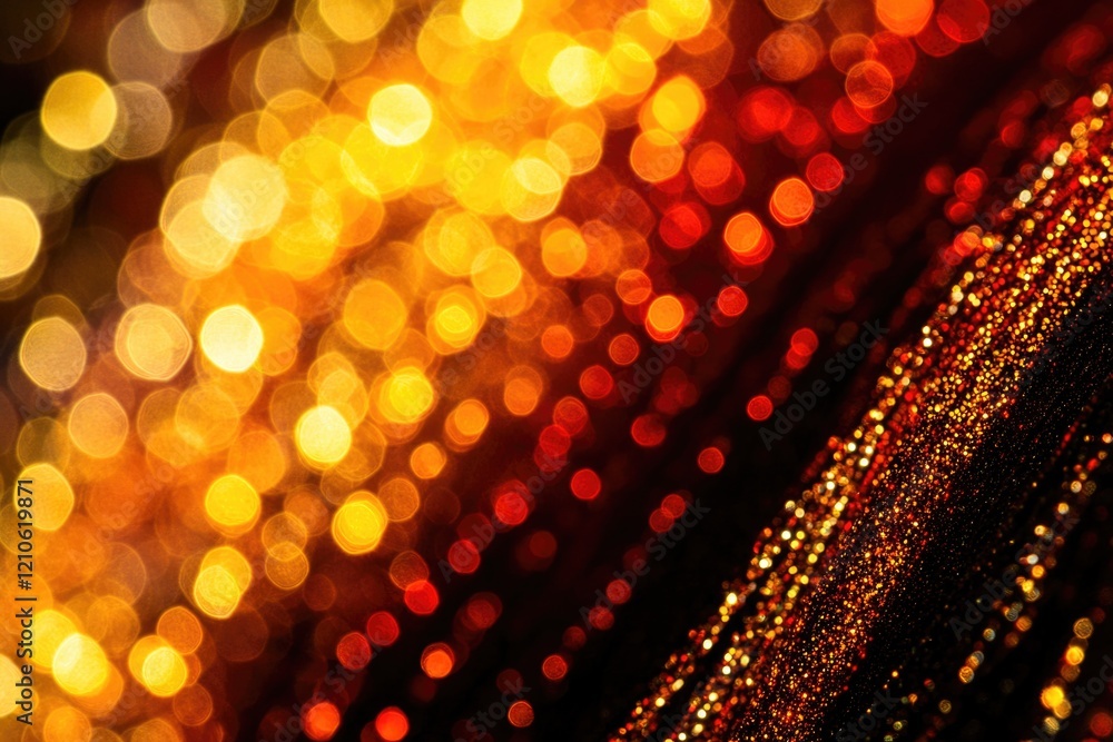 Poster a close-up shot of a red umbrella with colorful lights in the background, perfect for capturing atte