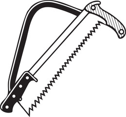Pruning Saw Rustic Tool for Gardening, Silhouette vector art illustration