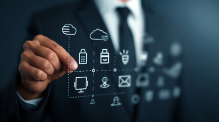 Business Technology Interface | Digital Security and Cloud Computing Concept