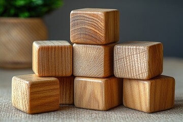 A stack of wooden blocks resting on a table