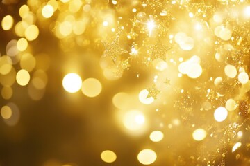 Obraz premium A close-up shot of a golden background with twinkling stars, ideal for use in astronomy-themed projects or as a creative element