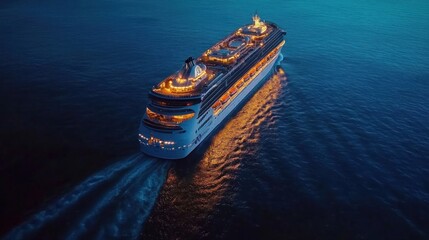 Majestic Cruise Ship Sailing at Night