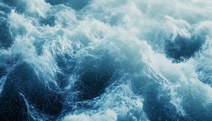 Blue and white digital waves creating a futuristic cyber landscape