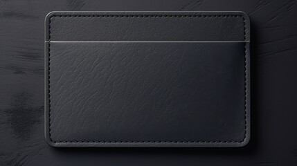 Elegant black card holder resting on a dark wooden surface at dusk. Generative AI