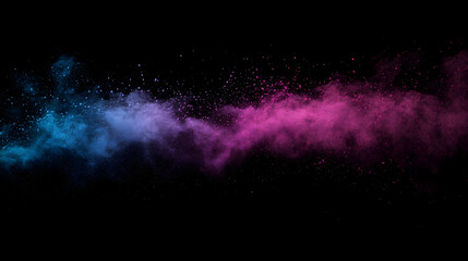 Vibrant explosion of colorful powder against black background symbolizing festival celebration or abstract art, capturing dynamic energy and joy.illustration