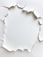 White Wall with Peeling Paint Frame - Close-up of a white wall with a frame of peeling paint, creating a blank space in the center.  Perfect for text overlay or design elements.