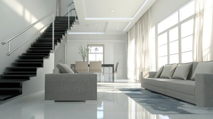 Obraz premium Modern Minimalist Living Room Interior Design