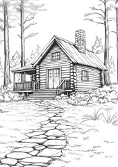 Fototapeta premium Cabins Coloring Pages