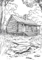 Cabins Coloring Pages