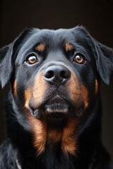 Obraz premium A close-up shot of a dog gazing directly at the camera lens, with its eyes and nose prominent in the frame
