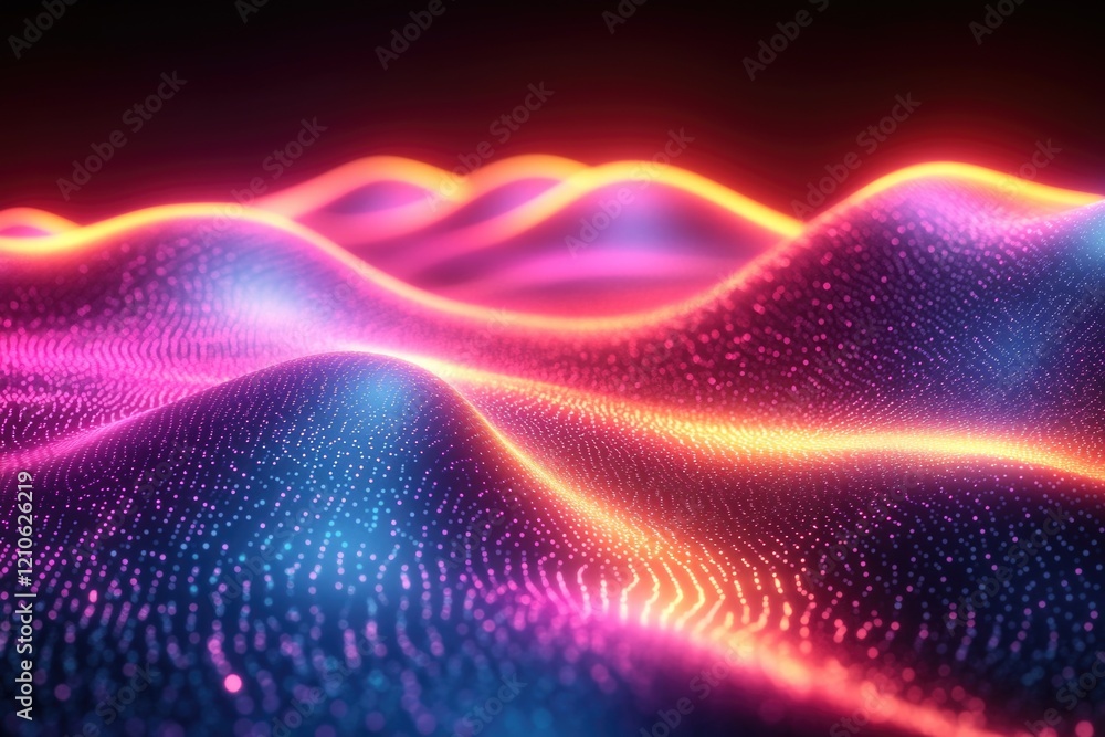 Poster a digital representation of a wavy light pattern