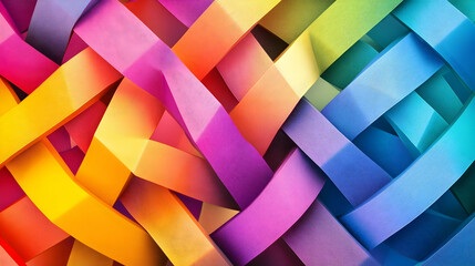 Vibrant rainbow geometric abstract background of interlocking triangular shapes
