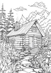 Cabins Coloring Pages