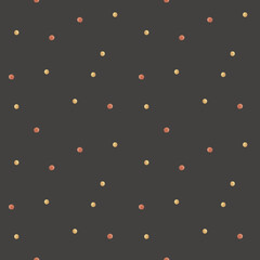 Watercolor seamless pattern with dots, confetti, spot, blob. Illustration of a mug in beige, red on a dark gray background. Festive New Year print for textiles, fabrics, packaging, clothes, printing