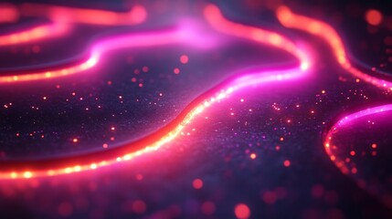 Fototapeta premium Abstract Glowing Lines and Sparkles in Pink and Red