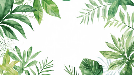 a natural green foliage frame with lush leaves surrounding a plain white center creating a fresh and organic vibe  

