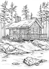 Cabins Coloring Pages