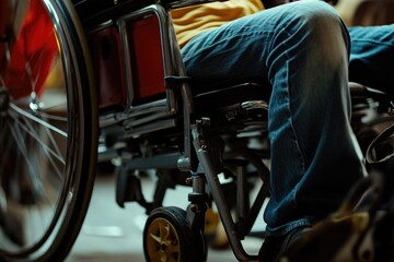 Obraz premium A person sitting in a wheelchair in a room, possibly for medical or social reasons
