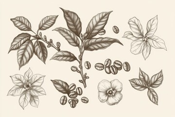 Vintage Coffee Plant Growth Illustration