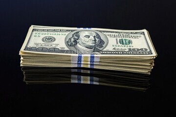 A stack of one hundred dollar bills, perfect for financial or commercial use