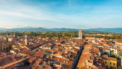 Obraz premium Lucca panoramic aerial view. Tuscany, Italy