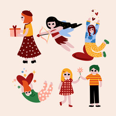 Set Of Valentine's Day Girl