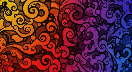 Abstract Swirl Design: Vibrant swirls and curls in warm and cool tones create a dynamic and energetic abstract design, perfect for backgrounds, websites, or artistic projects.  