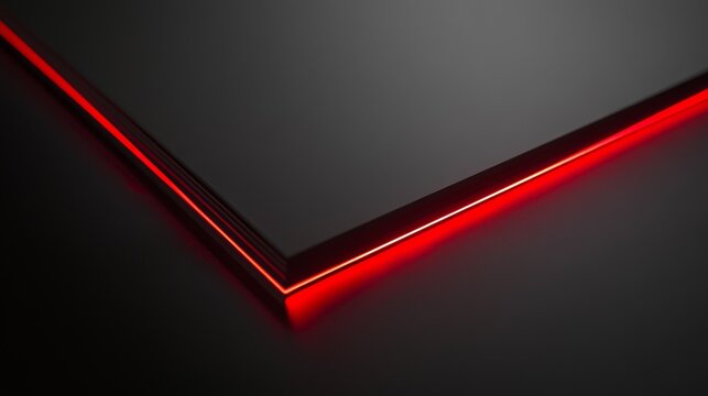 Red neon laser lights glowing vibrantly against a sleek black background, creating a striking visual contrast.