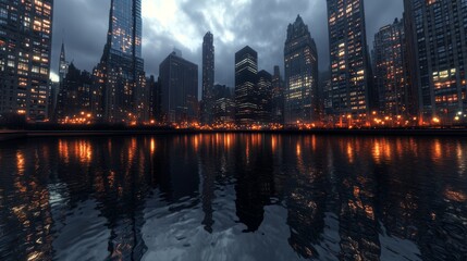 HDRI, Environment map, Equirectangular projection, Spherical panorama. Night city
3D rendering