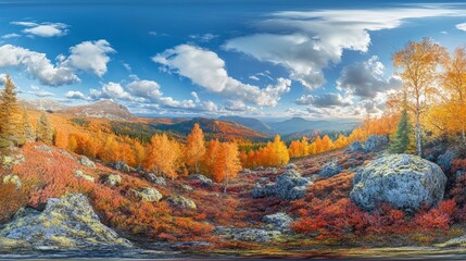 Panorama of the autumn landscape. HDRI, environment map , Round panorama, spherical panorama, equidistant projection, panorama 360, 3d rendering © Ruslan