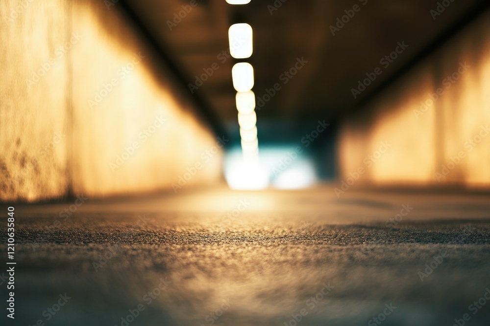 Poster a blurred image of a street with a single light source at the far end, creating a sense of mystery a