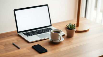 cup of coffee on the table with laptop