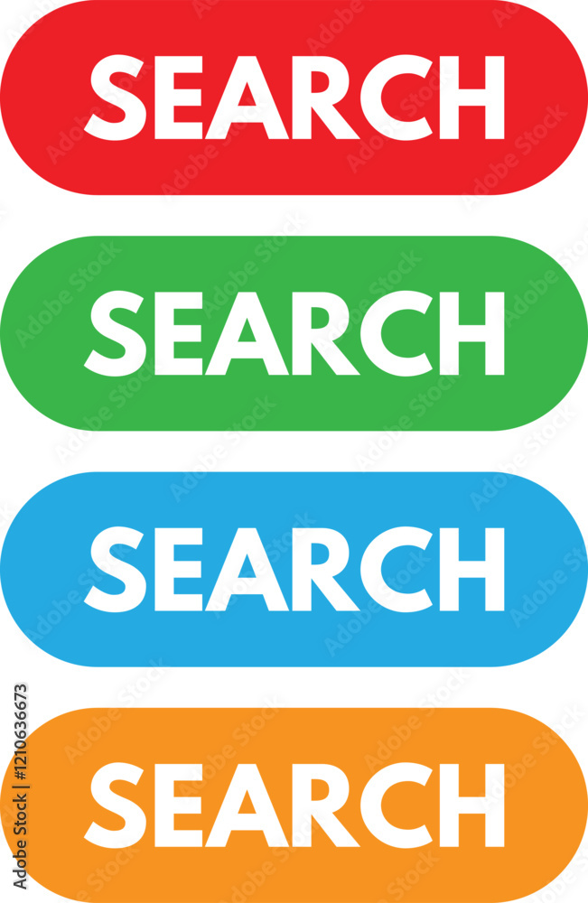 Poster search button icon set in different colors . search buttons for sites . vector