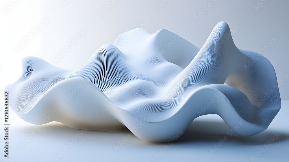 Poster a mesmerizing abstract sculpture showcasing smooth curves and gentle folds, perfect for adding a mod