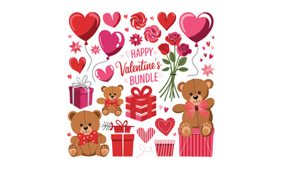 Valentines Day Bundle Teddy Bears, Hearts, Balloons, Gifts, and Roses