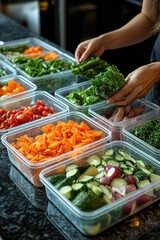 Obraz premium Containers filled with various vegetables