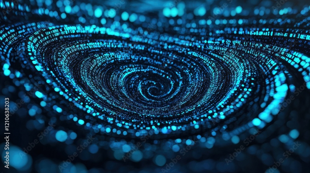 Poster a mesmerizing swirl of blue light particles creates a cosmic effect, evoking a sense of depth and in