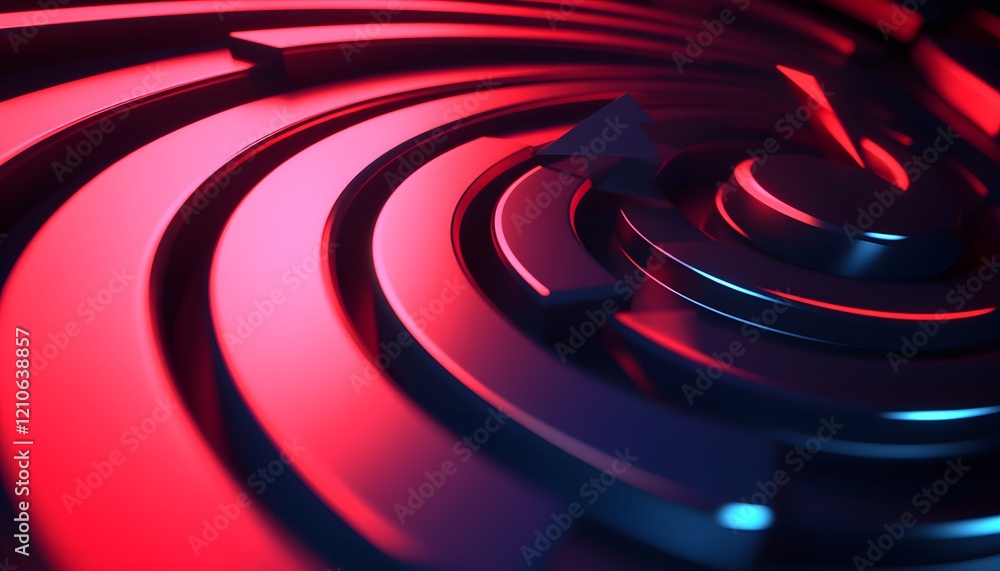 Poster an abstract close-up of red and blue spiral patterns, creating a dynamic visual flow that captivates