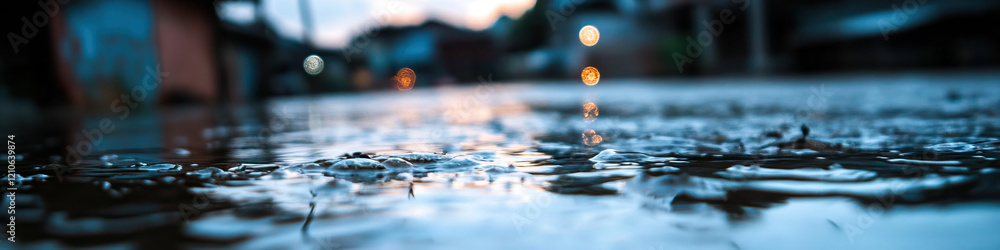 Poster puddle surface with out-of-focus background lights